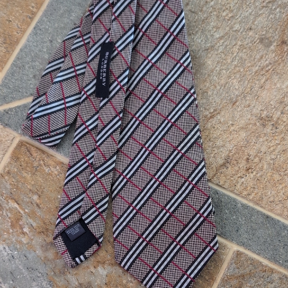 Burberry Checkered Silk Tie in Black, Red, and White